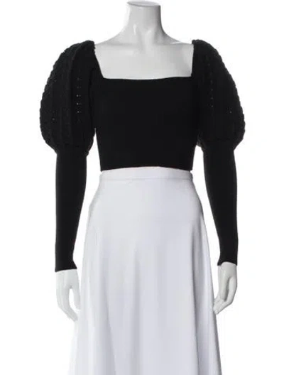 Pre-owned Alice And Olivia Wool Square Neckline Crop Top In Black