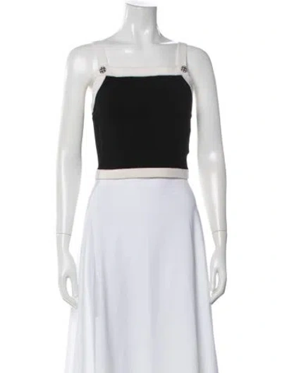 Pre-owned Alice And Olivia Wool Square Neckline Crop Top In Black