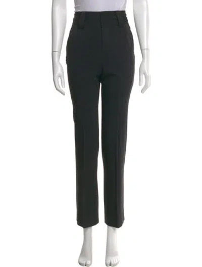 Pre-owned Alice And Olivia Wool Straight Leg Pants In Black