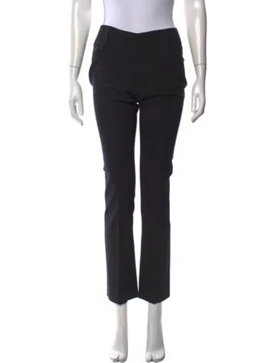 Pre-owned Alice And Olivia Wool Straight Leg Pants In Black