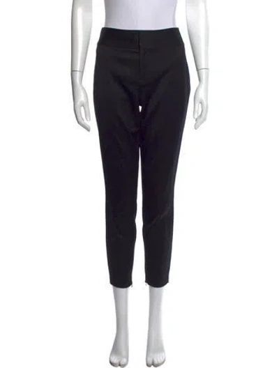 Pre-owned Alice And Olivia Wool Straight Leg Pants In Black
