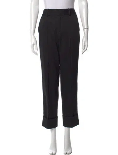 Pre-owned Alice And Olivia Wool Straight Leg Pants In Black