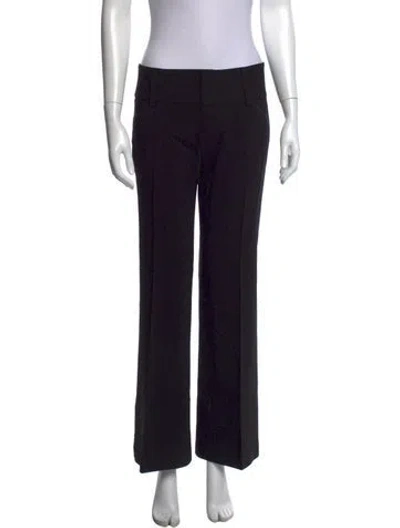 Pre-owned Alice And Olivia Wool Straight Leg Pants In Black