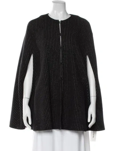 Pre-owned Alice And Olivia Wool Striped Cape In Black