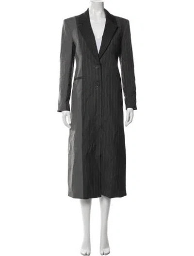 Pre-owned Alice And Olivia Wool Striped Coat In Grey