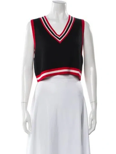 Pre-owned Alice And Olivia Wool Striped Crop Top In Black
