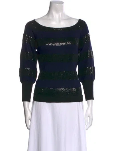 Pre-owned Alice And Olivia Wool Striped Sweater In Black
