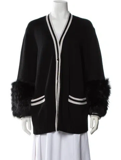 Pre-owned Alice And Olivia Wool Striped Sweater In Black