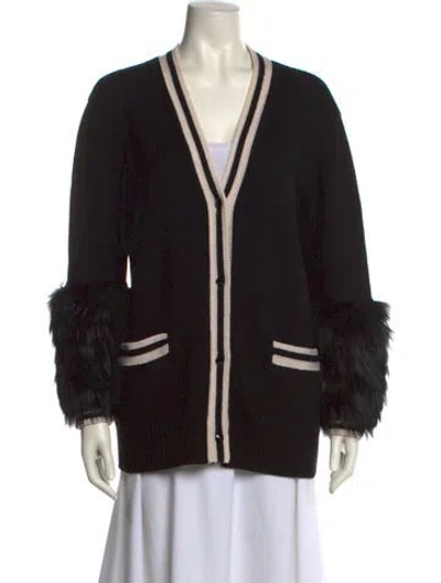 Pre-owned Alice And Olivia Wool Striped Sweater In Black