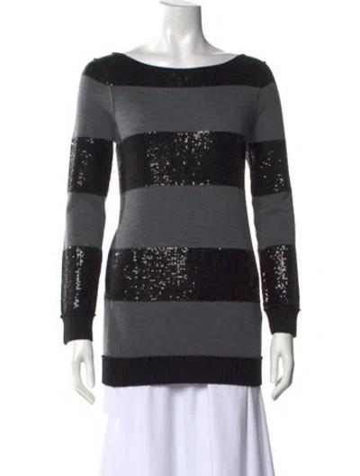 Pre-owned Alice And Olivia Wool Striped Sweater In Black