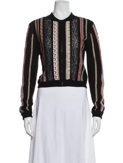 Pre-owned Alice And Olivia Wool Striped Sweater In Black