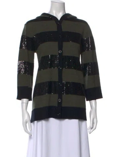 Pre-owned Alice And Olivia Wool Striped Sweater In Black