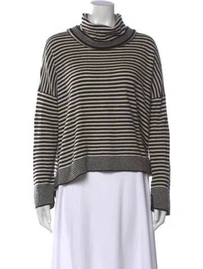 Pre-owned Alice And Olivia Wool Striped Sweater In Black