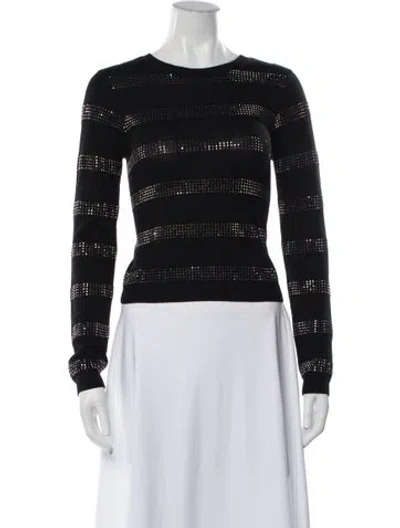 Pre-owned Alice And Olivia Wool Striped Sweater In Black
