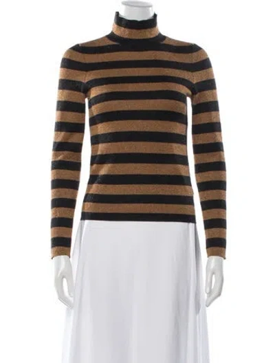 Pre-owned Alice And Olivia Wool Striped Sweater In Brown/metallic
