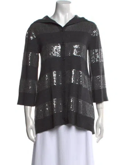 Pre-owned Alice And Olivia Wool Striped Sweater In Gray