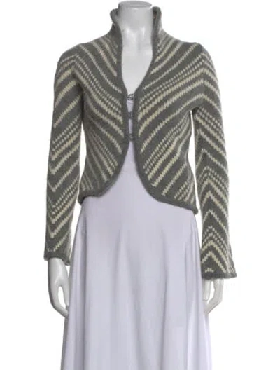 Pre-owned Alice And Olivia Wool Striped Sweater In Gray
