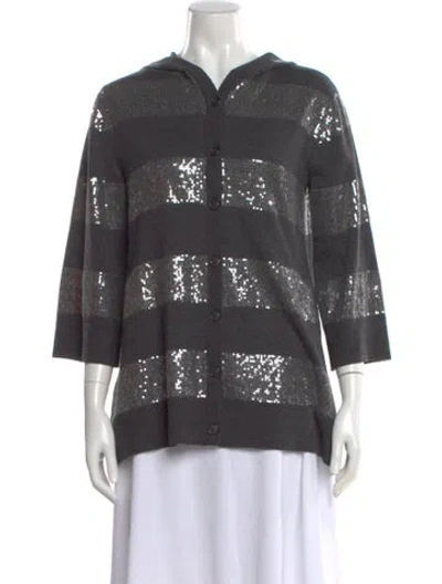 Pre-owned Alice And Olivia Wool Striped Sweater In Green