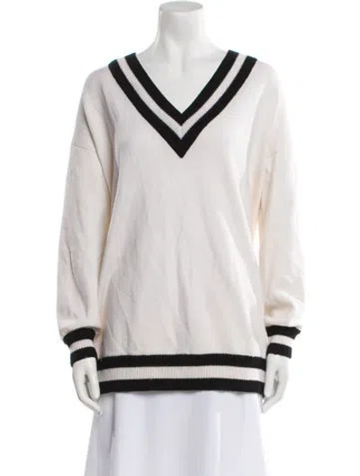 Pre-owned Alice And Olivia Wool Striped Sweater In Neutral