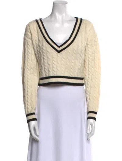 Pre-owned Alice And Olivia Wool Striped Sweater In Neutral