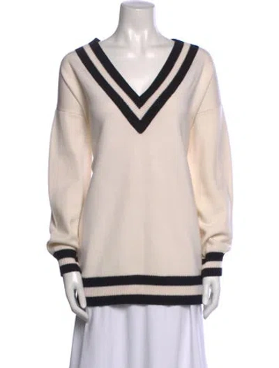 Pre-owned Alice And Olivia Wool Striped Sweater In Neutral