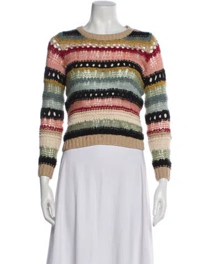 Pre-owned Alice And Olivia Wool Striped Sweater In Neutral