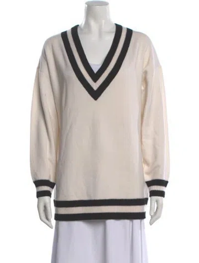 Pre-owned Alice And Olivia Wool Striped Sweater In Neutral