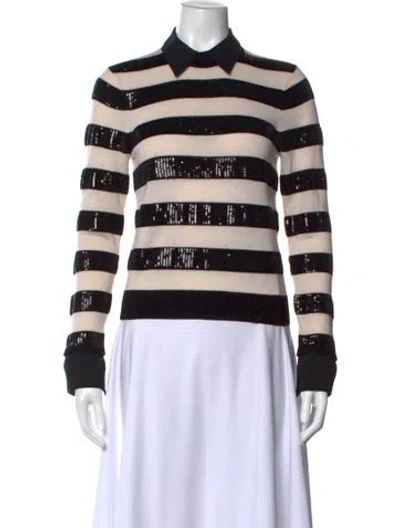 Pre-owned Alice And Olivia Wool Striped Sweater In Neutral