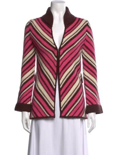 Pre-owned Alice And Olivia Wool Striped Sweater In Pink