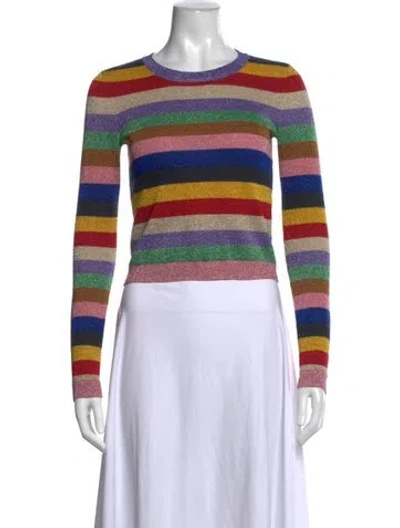 Pre-owned Alice And Olivia Wool Striped Sweater In Purple