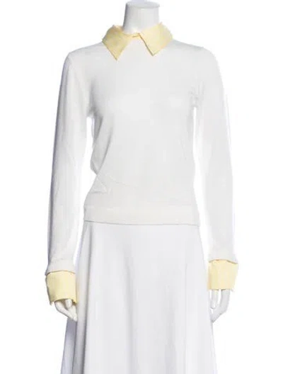 Pre-owned Alice And Olivia Wool Striped Sweater W/ Tags In White