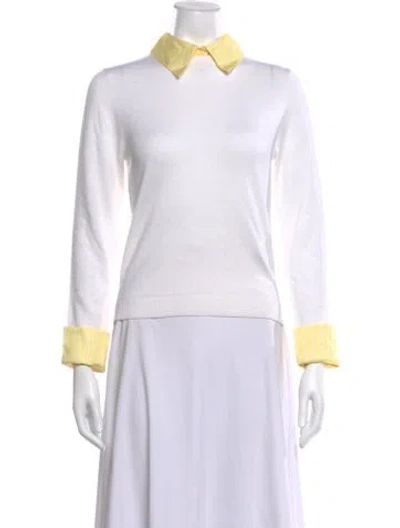 Pre-owned Alice And Olivia Wool Striped Sweater W/ Tags In White