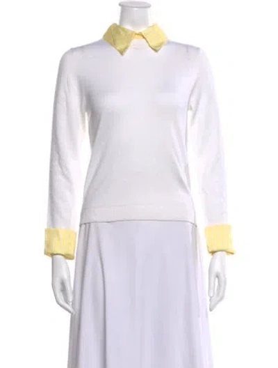Pre-owned Alice And Olivia Wool Striped Sweater W/ Tags In White