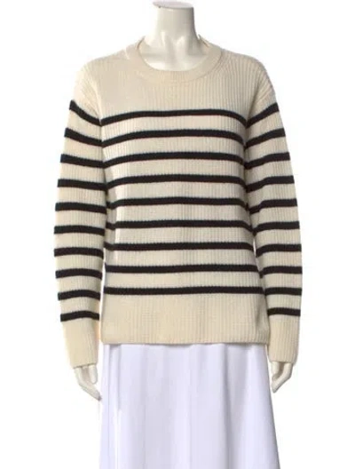 Pre-owned Alice And Olivia Wool Striped Sweater In White