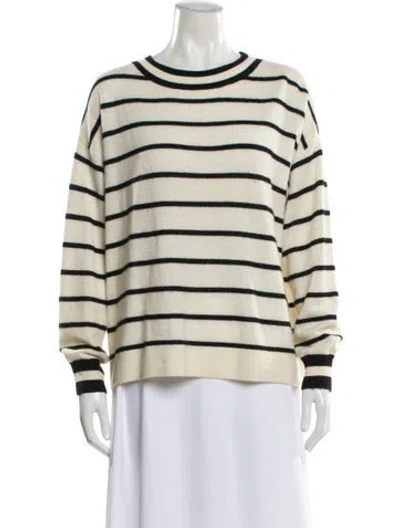 Pre-owned Alice And Olivia Wool Striped Sweater In White
