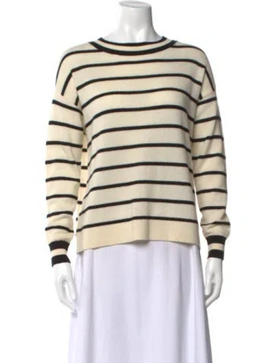 Pre-owned Alice And Olivia Wool Striped Sweater In White