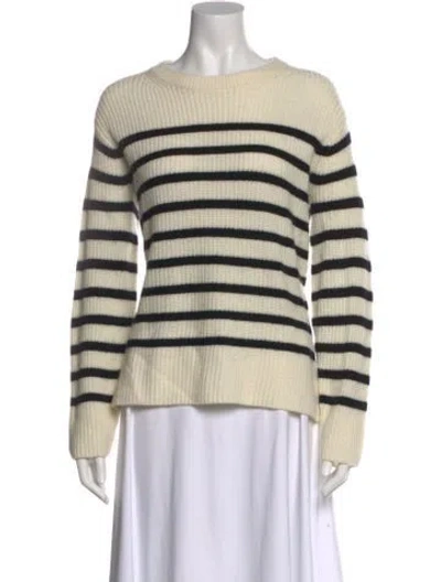 Pre-owned Alice And Olivia Wool Striped Sweater In White