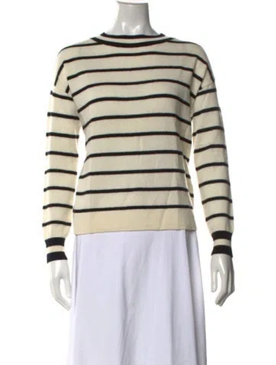 Pre-owned Alice And Olivia Wool Striped Sweater In White