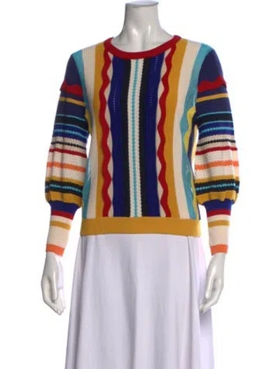 Pre-owned Alice And Olivia Wool Striped Sweater In Yellow