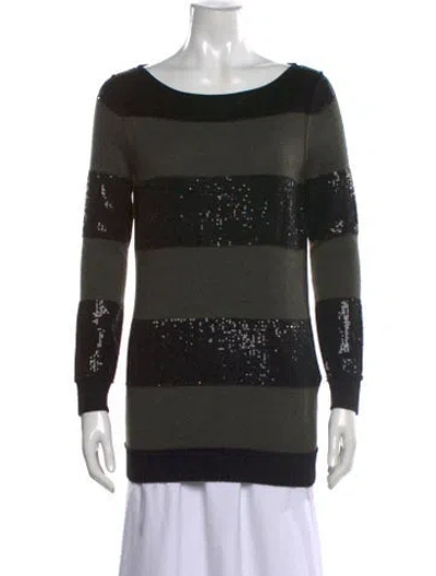 Pre-owned Alice And Olivia Wool Striped Sweatshirt In Green