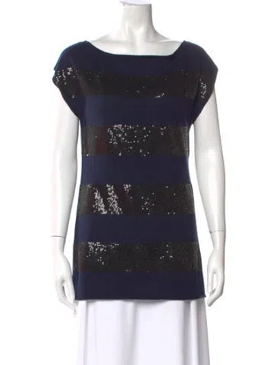 Pre-owned Alice And Olivia Wool Striped Top In Blue