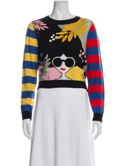 Pre-owned Alice And Olivia Wool Striped Top In Blue