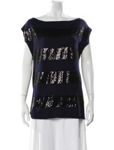 Pre-owned Alice And Olivia Wool Striped Top In Blue