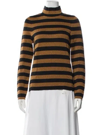 Pre-owned Alice And Olivia Wool Striped Top In Brown