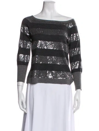 Pre-owned Alice And Olivia Wool Striped Top In Gray