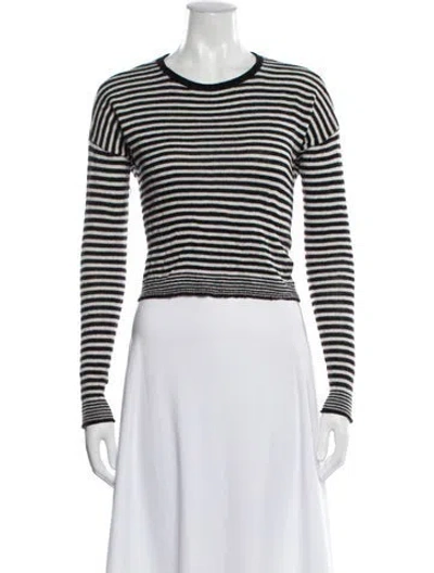 Pre-owned Alice And Olivia Wool Striped Top In White