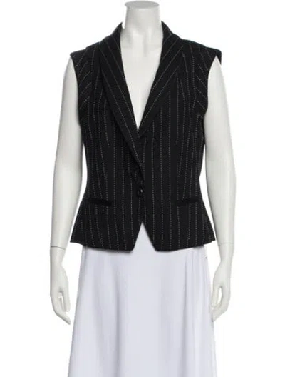 Pre-owned Alice And Olivia Wool Striped Vest In Black