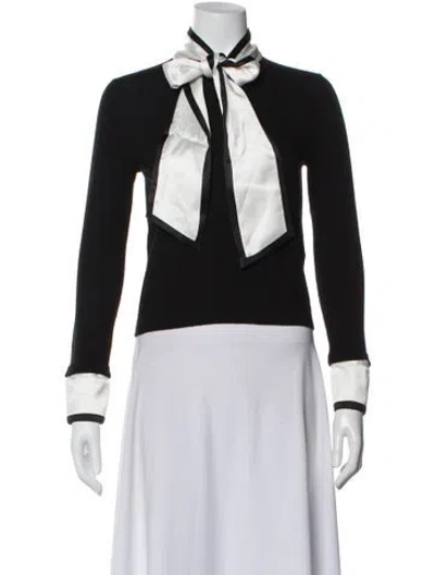 Pre-owned Alice And Olivia Wool Tie Neck Top In Multi