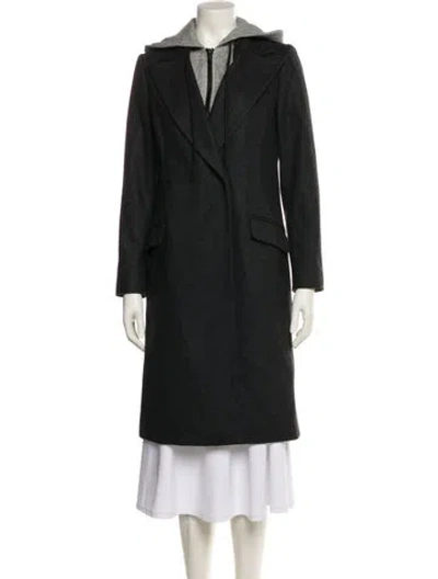 Pre-owned Alice And Olivia Wool Trench Coat In Gray