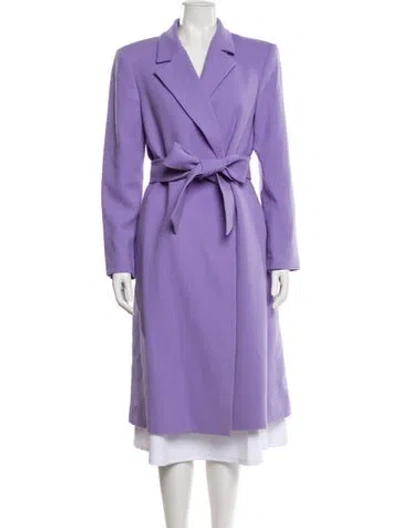 Pre-owned Alice And Olivia Wool Trench Coat In Purple